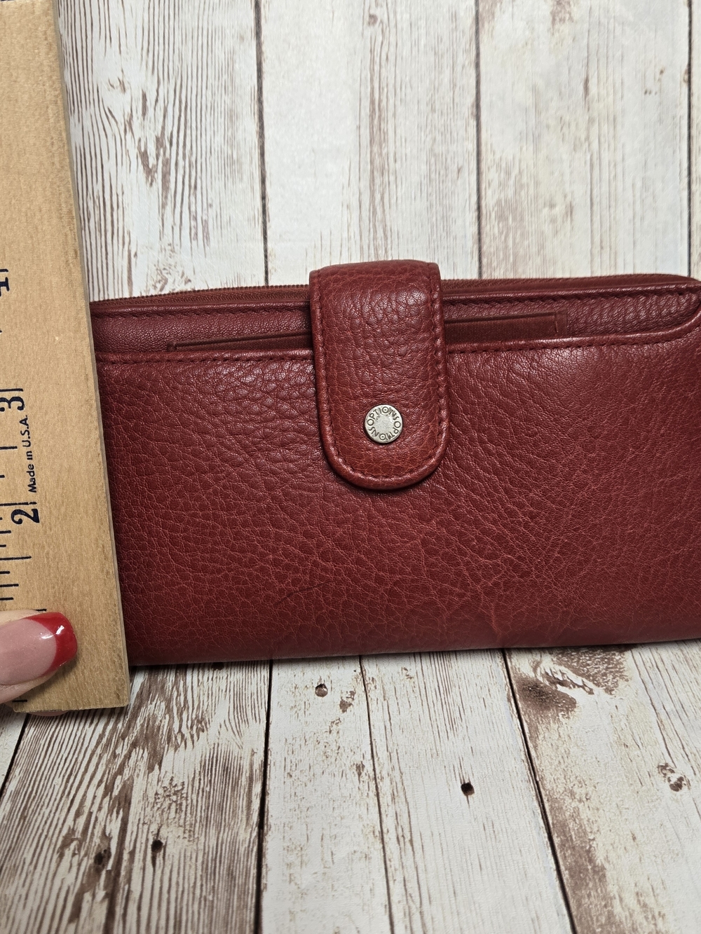 Options by Buxton Red Genuine Leather Checkbook Wallet Organizer - Picture 16 of 16